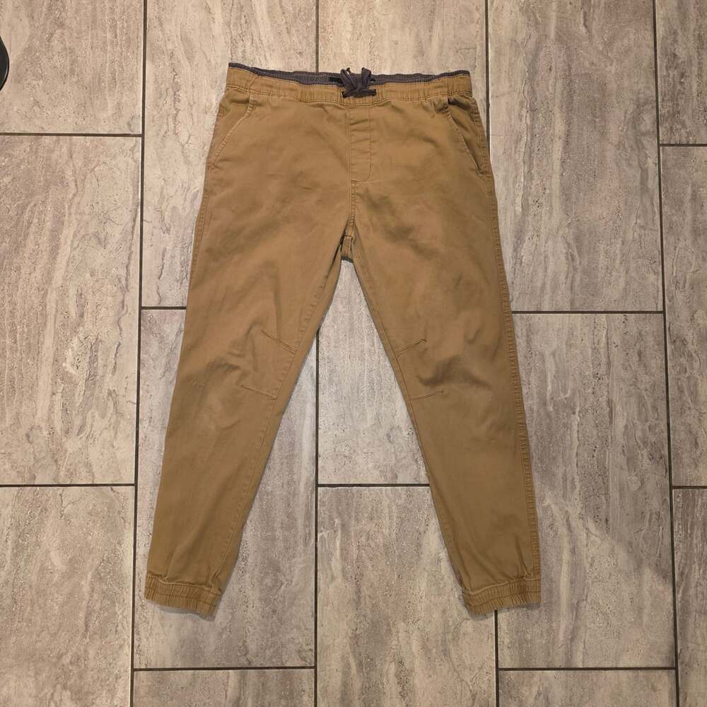 Plugg Men Brown Jogger Pants Cotton Elastic Waist Medium